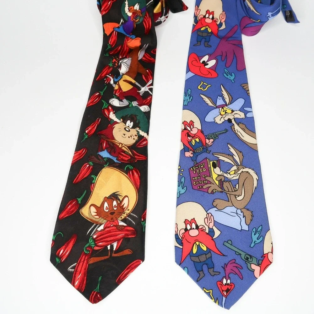 Vintage Looney Tunes Mania Tie Bundle 1994‎ (Set of 2) 90s Novelty Nostalgia